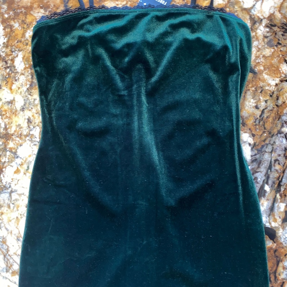 Emerald green knit velvet dress